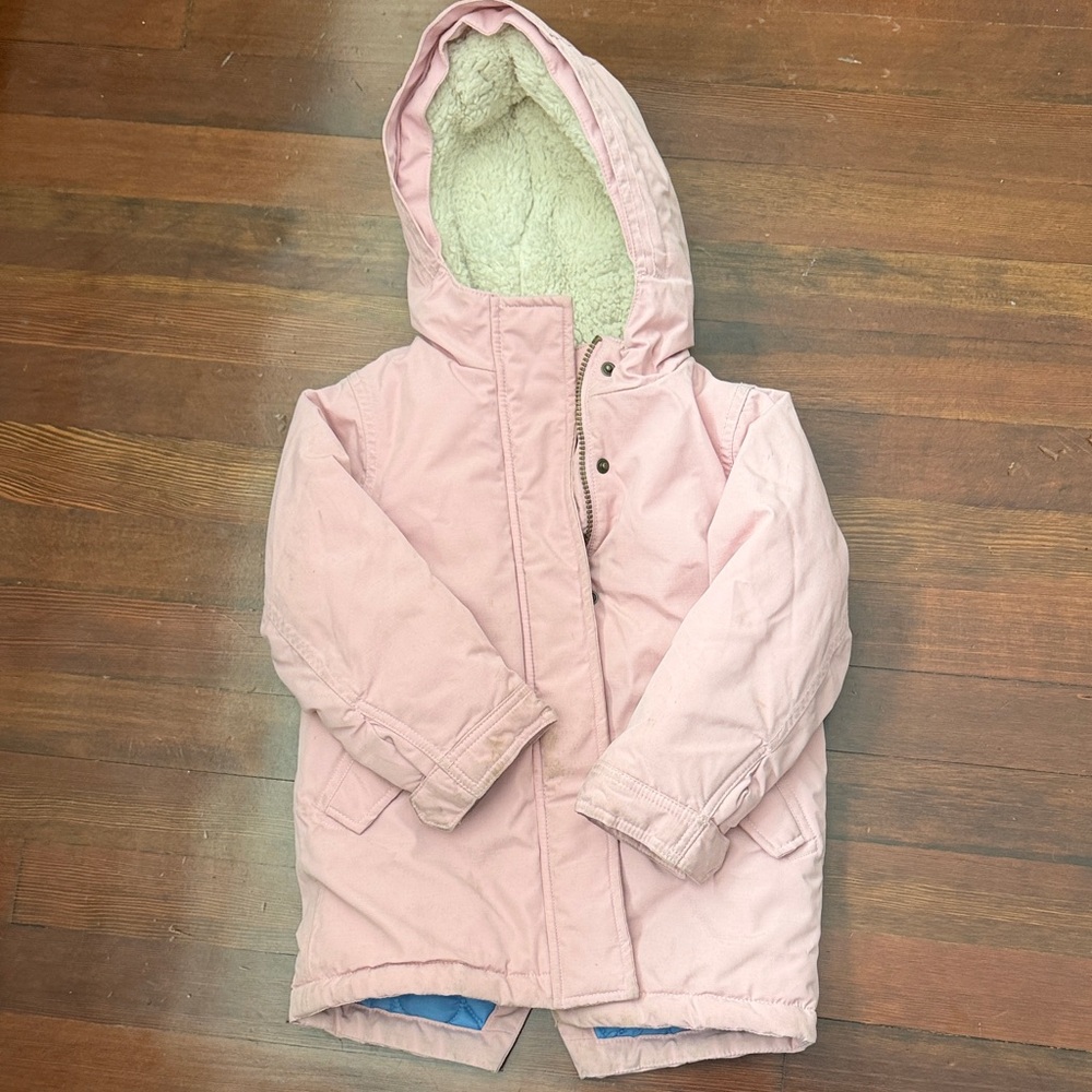 Mini Boden Light Pink Hooded Puffer Jacket